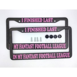 Fantasy Football Loser Black License Plate Frame a Pair with Screw Caps 2 Holes 12.3'' x 6.4''