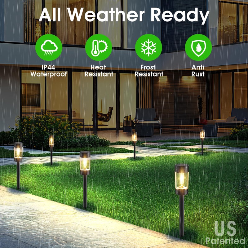 Eyrosa Solar Lights Outdoor, 12 Pack Waterproof Solar Landscape Lighting