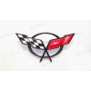 AUTO 1PC Black Front Bumper Cross Flags Emblem Badge Fit