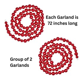 Red Metallic Ball String Garlands Set of 2 by Factory Direct Craft 6 feet Long Red Christmas Garlands Add to Christmas Trees, Stairs, Banisters, Mantels or Any Special Occasion Needing Shine