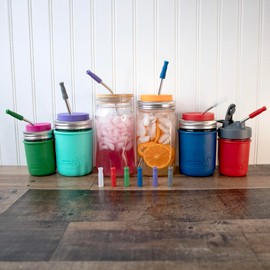 24 Pack Silicone Straw Protector Tips for Glass and Metal Reusable Straws (Multicolor)