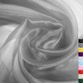 Gray Crystal Organza Fabric – 16" x 5 Yards Lightweight Sheer Tulle for Bows, Tutus, Table Runners, Gift Wrapping, Crafts & DIY Sewing (Folded Package)