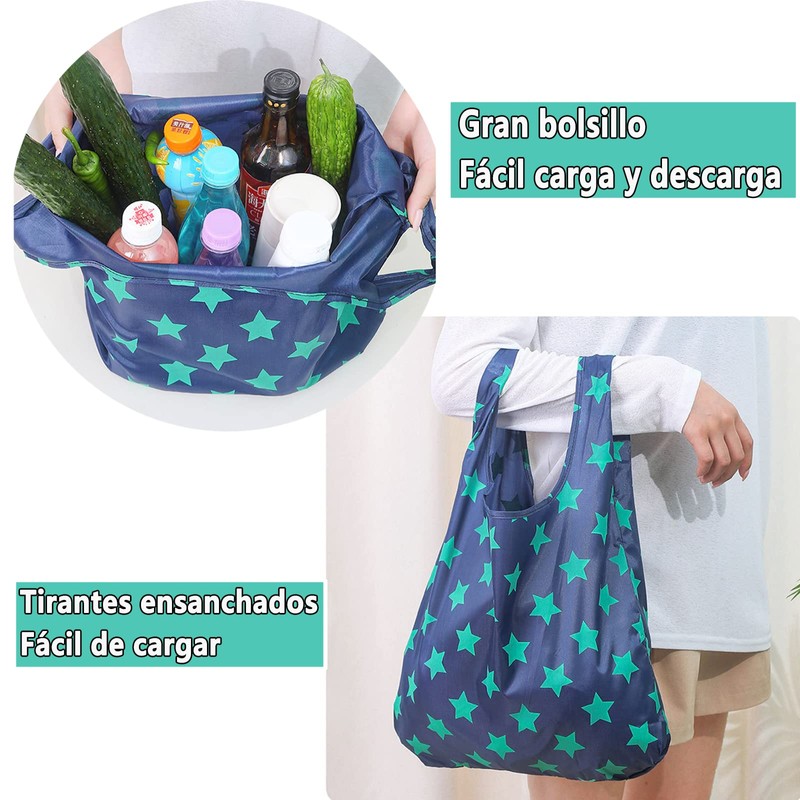 12-Pack Bolsas Ecológicas, Bolsa de Compras Portátil Reutilizable, Bolsas de
