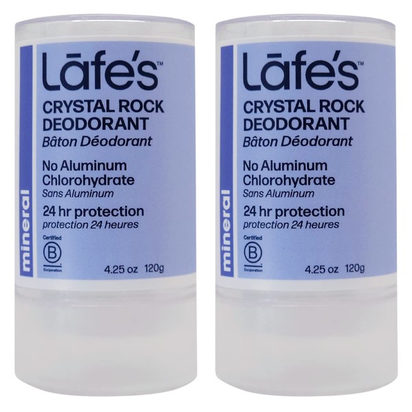 Lafe's Crystal Rock Deodorant (Pack of 2) With Natural Mineral Salts, 4.25 oz Each