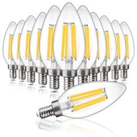 ALAMPEVER 12 Pack Chandelier Light Bulbs 100 Watt Equivalent, 800LM Bright Dimmable LED Light Bulb, E12 Base, 5000K Daylight White, B11 Type, 5.5W, Ideal for Living Room, Bedroom, Dining Room