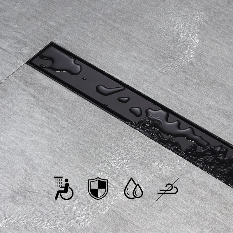 SaniteModar Linear Shower Drain, Black Linear Drain 36 inch with