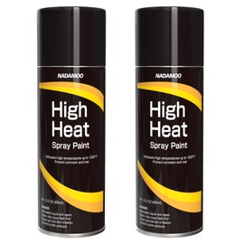 NADAMOO High Heat Spray Paint for Metal, Matte Finish BBQ & Stove Aerosol Paint - High Temperature Resistant Up to 1200°F, 2 Cans, Black