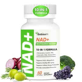 Suplemento Nad para un envejecimiento saludable | Energía | Antioxidante | Salud de la piel | Enfoque, fórmula 10 en 1 con NR, Trans-Resveratrol, CoQ1
