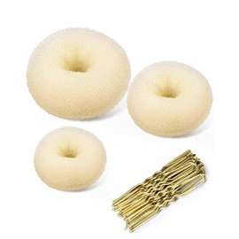 KGDUYC Pack of 23 Hairdressing Tools, Including 3 Pieces Hair Bun Cushions, 20 Pieces U Shape Hair Clip Hair Clip Pillow Accessories for Women and Girls