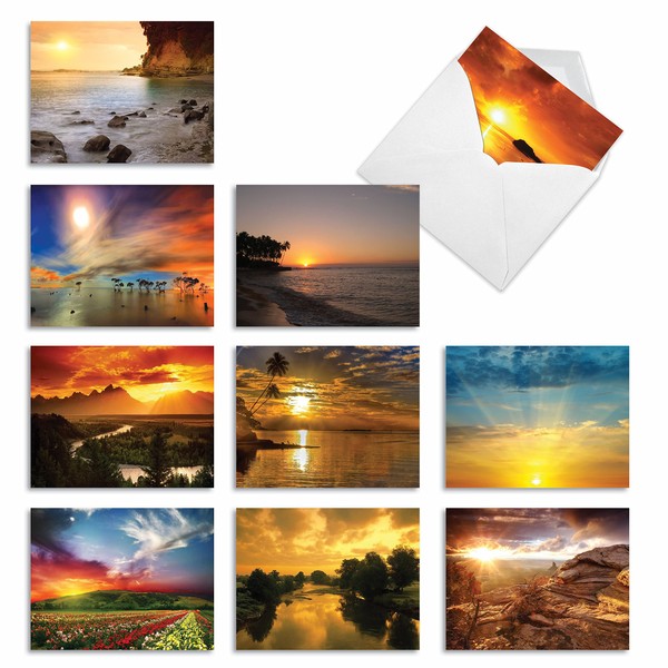 M1740TY Sun Settings: 10 Assorted Thank You Note Cards Feature