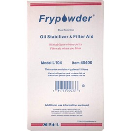 MirOil L104 Fry Powder Oil Stabilizer and Filter Aid, Remove Fry Oil Contaminants, Deep Fryer Cooking Oil Saver, Save Oil & Remove Carbon Deposits, Reduce Oil Usage, Case of 4 Gallons of Fry Powder