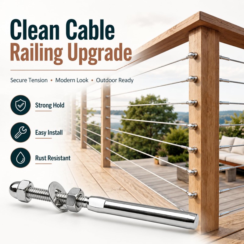 60 Pack Cable Railing Swage Threaded Stud Tension End Fitting