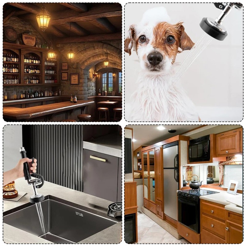 Commercial Pre-Rinse Kitchen Sink Faucet Restaurant Kitchen Sprayer Mixer Tap