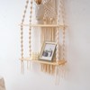 IGTOPS Wooden Wall Shelf with Boho Macrame Decorative Floating Shelf,