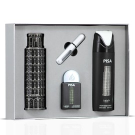 Lattafa Pride Pisa 3-Piece Gift Sets – Long Lasting Arabian Perfume For Men – Eau De Parfum & Perfumed Spray – Mediterranean Inspired Perfume Men With Citrus & Amber Notes - Premium Gift Box