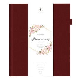 Draphy Anniversary Journal for Couples - Elegant Wedding Memory Book and Photo Album with Pen Holder and Closure Band - The Perfect Anniversary Wedding Gifts for Couples (Scarlet)