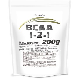 JAY&CO. 溶けやすい BCAA パウダー 無添加 ノーフレーバー 遺伝子組み換えなし (200g)