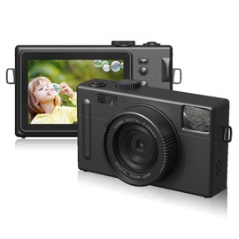 Digital Camera, Compact Vlogging Camera 1080P 16X Digital Zoom 24MP, with 3 inch LCD Screen, Portable Mini Camera for Photography, Kids, Students, Teens, Adult (Black)