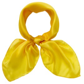27.5'' Silk Feeling Scarf Medium Square Satin Head Neck Scarf for Women Hair Sleeping at Night, Yellow, free size
