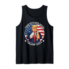 Make Pets Safe Again Trump 2024 Funny USA Flag Dogs Cats Pun Tank Top