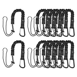 MECCANIXITY Retractable Tool Lanyard 2ft with Single Aluminum Buckle and Adjustable Loop End, Maximum Weight Limit 10KG / 22lb, Safety Fall Protection Tools Leash, Black 12 Pack