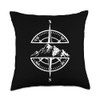 Compass Rose Mountain Scene Hiking Backpacking Nature Lover Throw Pillow