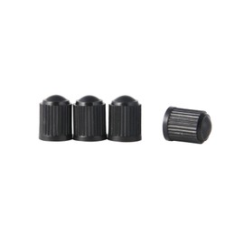 RockTrix - Pack of 4 - Black Plastic Valve Stem Caps - Rubber O-Ring Seal, Leak-Proof Air Protection - Universal Application