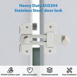 Alise 4 inch Flip Latch Gate Latches, Safety Door Lock for Barn Wood Fence Sliding French Doors,Heavy Duty SUS304 Stainless Steel Gate Hardware Brushed Nickel MS9500-LS