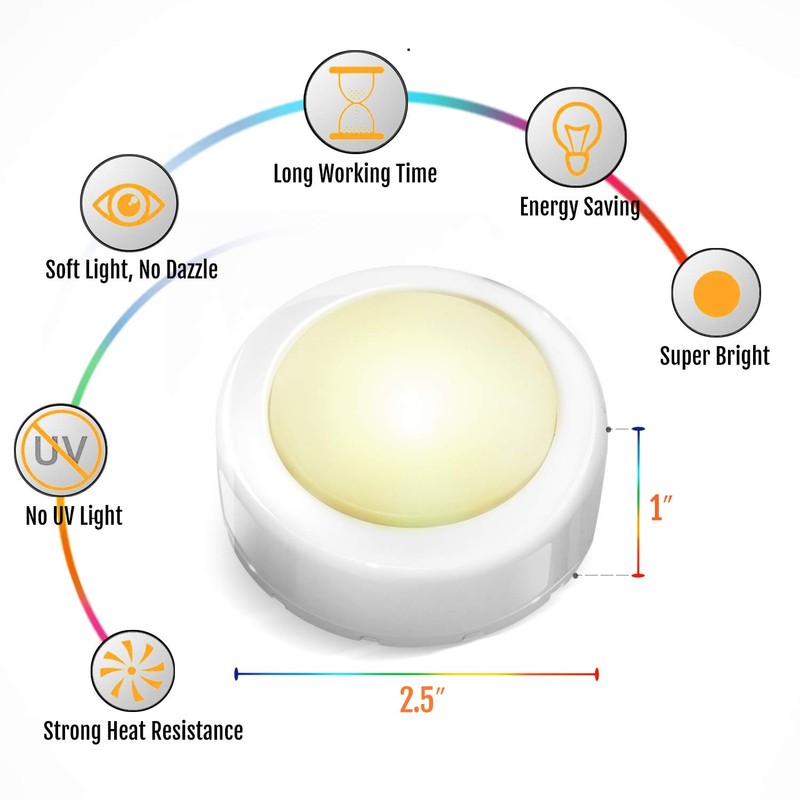 Novelty Place LED Puck Lights with Remote Control - Dimmable