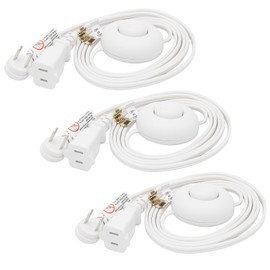 FIRMERST Foot Switch Extension Cord 6 Feet for Floor lamp, Holiday Lights, White, 3 Packs