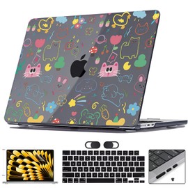 Seanai Compatible with MacBook Air 13.6 inch Case M4 M3 M2 2025-2022 Release A3113 A2681 A3240 Cover, Anti-Scratch Printed Pattern Plastic Hard Shell Case for Mac 2025 Air 13-inch M4, Graffiti Animal