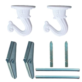 2 Pack White Swag Ceiling Hooks and Hardware Set for Hanging Plants, Heavy Duty Swag Hooks with Steel Screws/Bolts and Toggle Wings for Ceiling Installation Wall Fixing