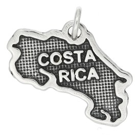 LGU Sterling Silver Oxidized Map of Costa Rica Travel Charm