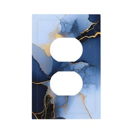 CZRPKEN Blue Gold Marbled Fluid Art Outlet Covers Abstract Modern Decorative Pattern Design 1 Gang Duplex Decorative Wall Plate Light Switch Plate Covers Electrical Faceplate Living Room