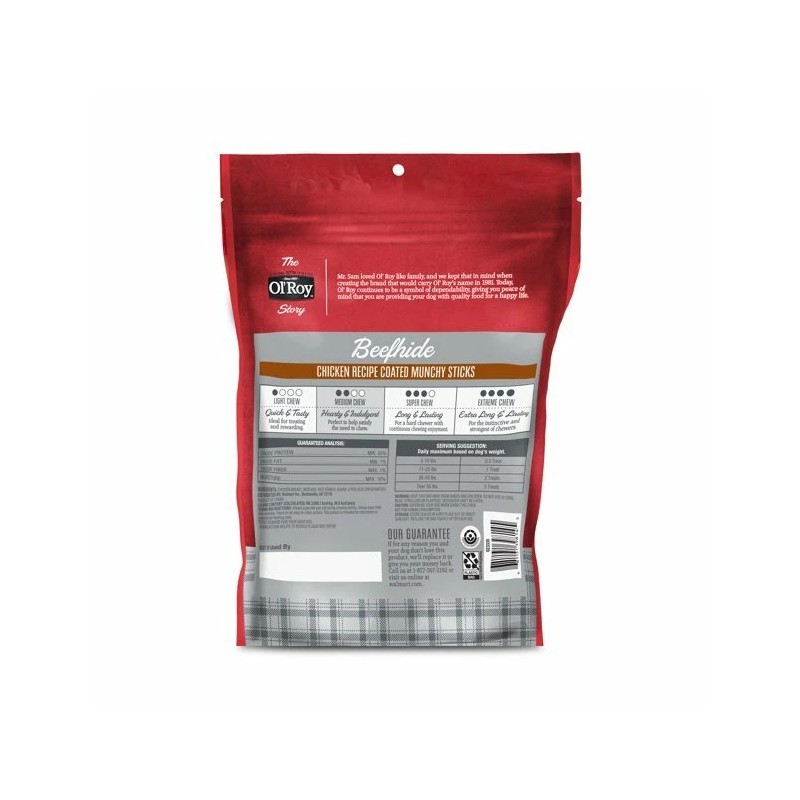 Ol' Roy ***Ol' Roy Beefhide Coated Munchy Sticks, Chicken Recipe,