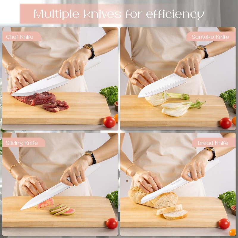 Astercook Knife Set for Kitchen with Block and Sharpener 22