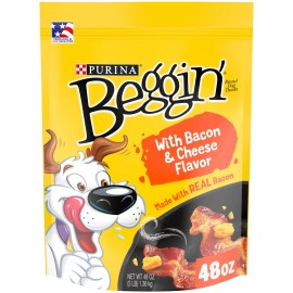 Purina Beggin' Strips Dog Treats Bacon & Cheese Flavor Tender Chews 48oz Pouch