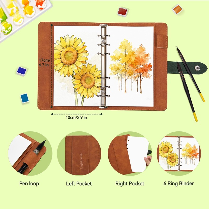 Lightwish Watercolor Sketchbook Refillable 100% Cotton, 300gsm (140lb) - 6.69"