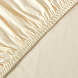 leevitex® Fitted Sheet, 180 x 200 cm to 200 x 200 cm, 100% Jersey Cotton, Mattress Height up to 25 cm, Oeko-Tex, Cream/Natural White