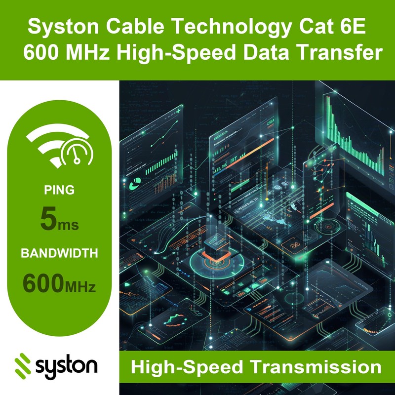Syston Cat 6E Ethernet Network Cable Shielded - 100 FT,