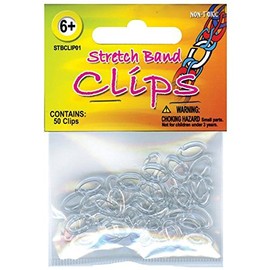 Pepperell STBCLIP1 Stretch Band Bracelet Loops Clips, Clear, 50 Per Package