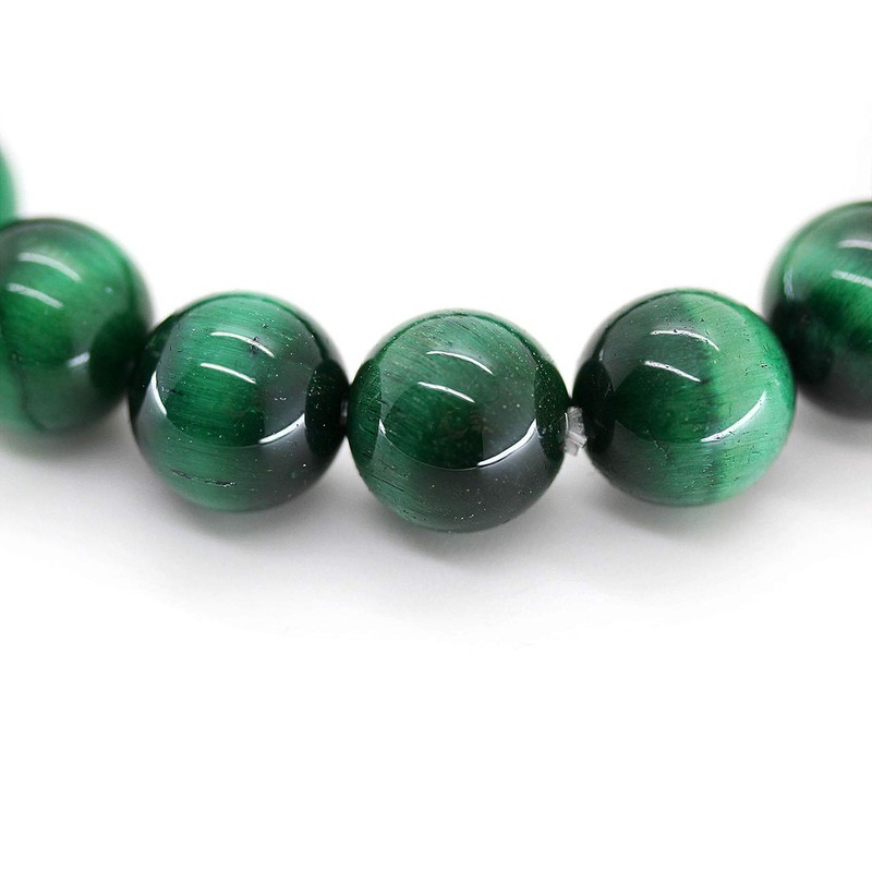 [Shikui] Green Tiger Eye, 0.3 inch (8 mm) Mala Bracelet,
