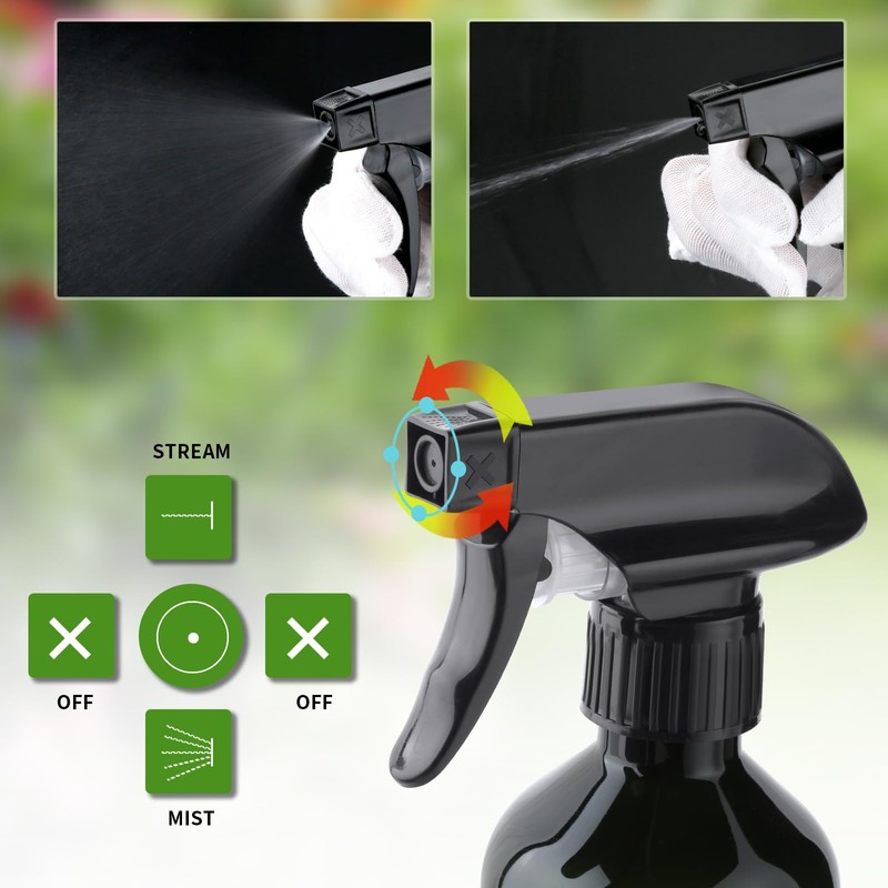 Arkeiliy 2-Pack Leakproof Spray Bottles (300ml/10oz) - Adjustable Nozzle for