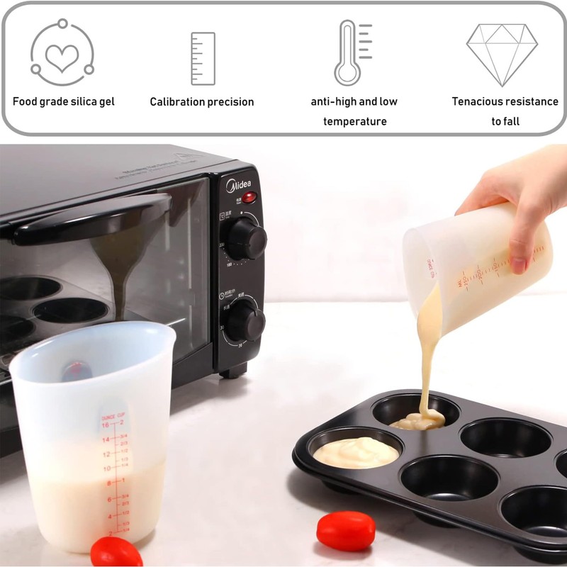 Digead Silicone Measuring Cups Set of 3-500ml 250ml 125ml Flexible
