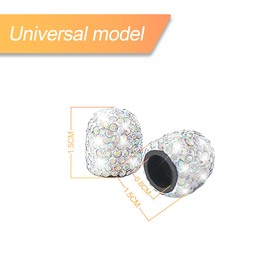 CGEAMDY 4 pieces universal car valve caps, crystal diamond valve caps, crystal rhinestone car tyre caps, tyre valve dust caps, bicycle tyre valve caps (AB)