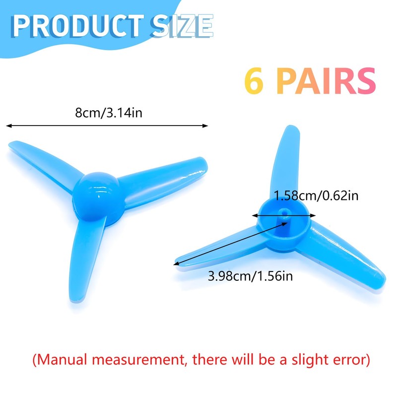 WALWAL 12pcs 3 Blades 80mm Fan Propellers 2mm Shaft Propellers