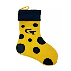 GEORGIA TECH YELLOW JACKETS 22" FELT POLKA DOT CHRISTMAS STOCKING