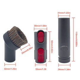 Smilefil Horse Hair 1.25" Vacuum Brush and Multi-caliber Converter Adapter Attachment Compatible with Dyson V15 V11 V10 V8 V7 V6 Vacuum Cleaner