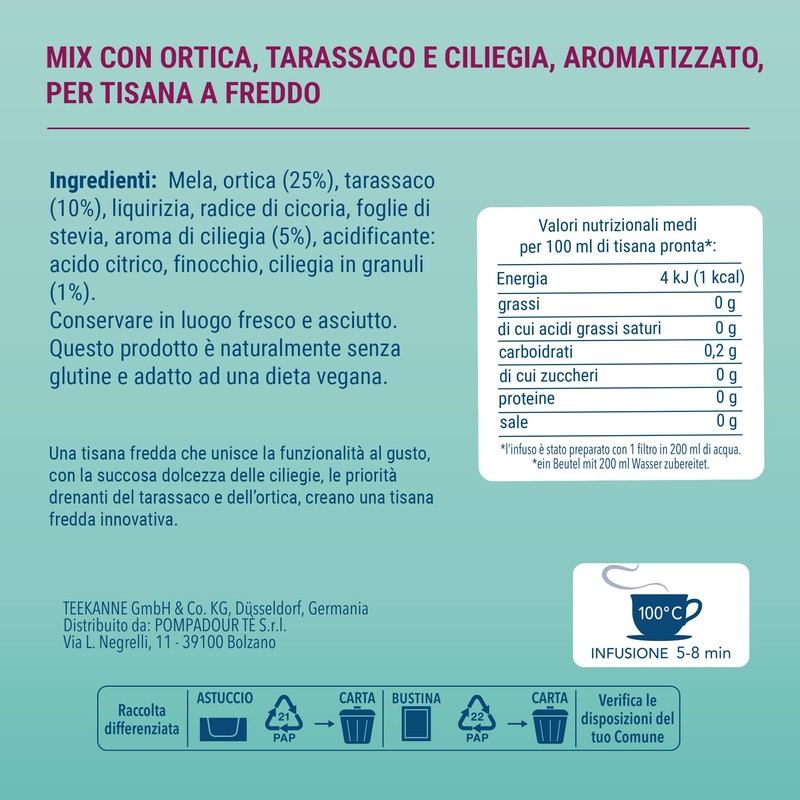 Pompadour, Tisana Fredda Sgonfia e Drena, 54 Filtri (3 Confezioni