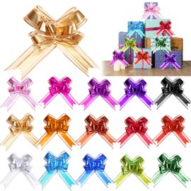 15 Pack Pull Bows Large Satin Ribbon Gift Wrapping Bows Organza Present Present String Wrapping Decorative Bows for Wedding Birthday Valentine's Present Gifts (Mixed Color)